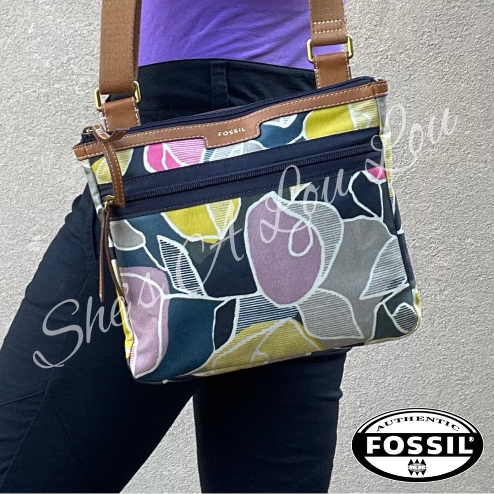 FOSSIL “Eliza” Floral PVC Coated Canvas Crossbody bag